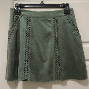 Green Suede Mini Skirt